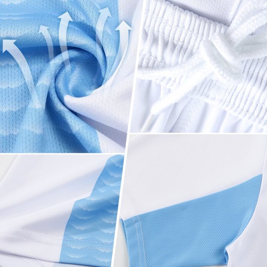 Camiseta de fútbol morada personalizada con degradado de línea blanca aguamarina y sublimación Camiseta de fútbol morada personalizada con degradado de línea blanca aguamarina y sublimación