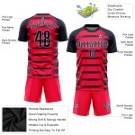 Camiseta de fútbol personalizada por sublimación, color rojo, azul marino y blanco Camiseta de fútbol personalizada por sublimación, color rojo, azul marino y blanco