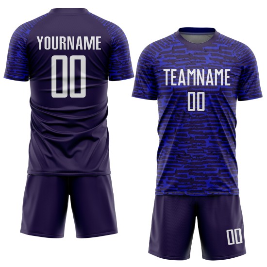 Uniforme de fútbol Jersey Royal White Sublimación personalizada
