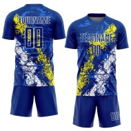 Camiseta de fútbol de sublimación, color amarillo claro y blanco, personalizada, con goteo y arte real, con salpicaduras Camiseta de fútbol de sublimación, color amarillo claro y blanco, personalizada, con goteo y arte real, con salpicaduras