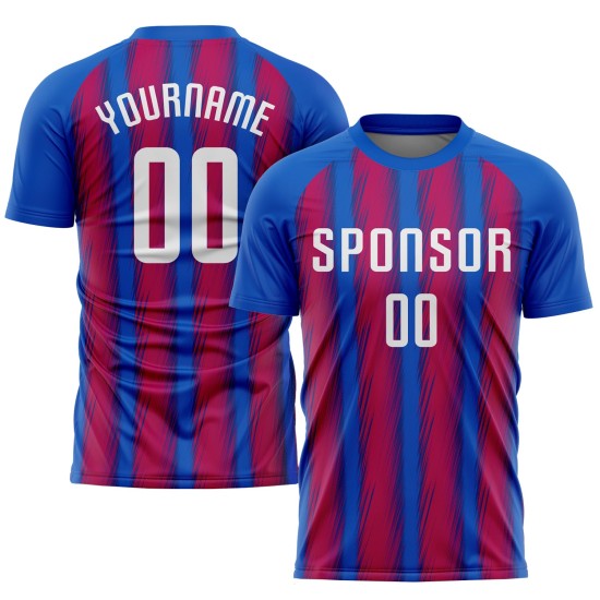 Camiseta de fútbol personalizada Royal Uniform Sublimación Blanco-Rojo