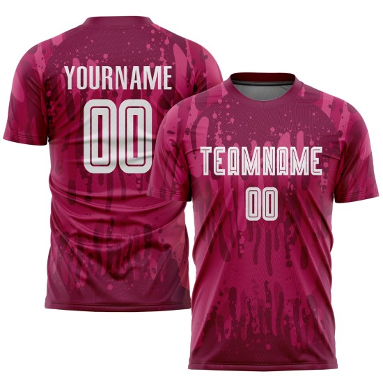 Uniforme de sublimación, camiseta de fútbol personalizada de visitante, color carmesí, blanco Uniforme de sublimación, camiseta de fútbol personalizada de visitante, color carmesí, blanco