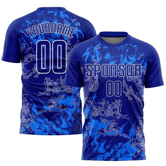 Uniforme de fútbol de sublimación personalizado, camiseta Royal Royal-White Uniforme de fútbol de sublimación personalizado, camiseta Royal Royal-White