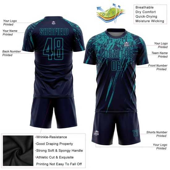 Camiseta de fútbol de sublimación verde azulado personalizada