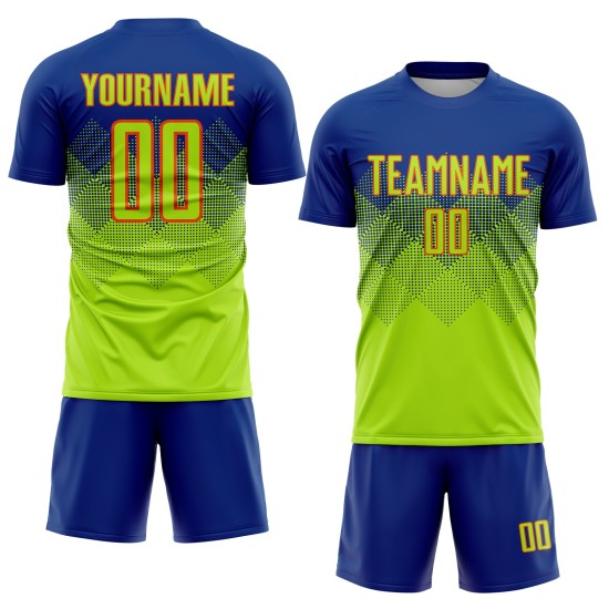 Camiseta de fútbol personalizada de sublimación neón, color verde y naranja. Camiseta de fútbol personalizada de sublimación neón, color verde y naranja.