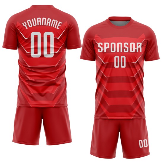 Uniforme personalizado de sublimación, camiseta blanca de fútbol roja Uniforme personalizado de sublimación, camiseta blanca de fútbol roja