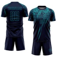 Camiseta de fútbol de sublimación verde azulado personalizada Camiseta de fútbol de sublimación verde azulado personalizada