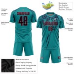 Uniforme de fútbol personalizado de sublimación azul marino y rojo