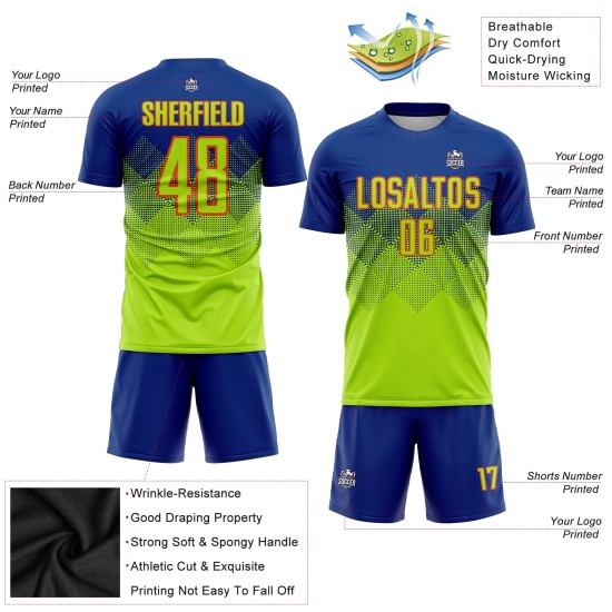 Camiseta de fútbol personalizada de sublimación neón, color verde y naranja. Camiseta de fútbol personalizada de sublimación neón, color verde y naranja.