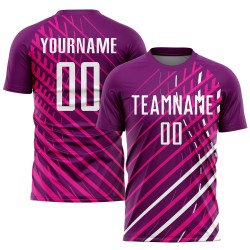 Uniforme personalizado de fútbol rosa sublimado blanco-carmesí