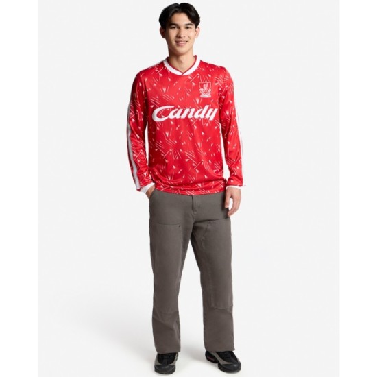 Camiseta Retro de Casa Candy de Manga Larga 1989/91 Liverpool Infantil