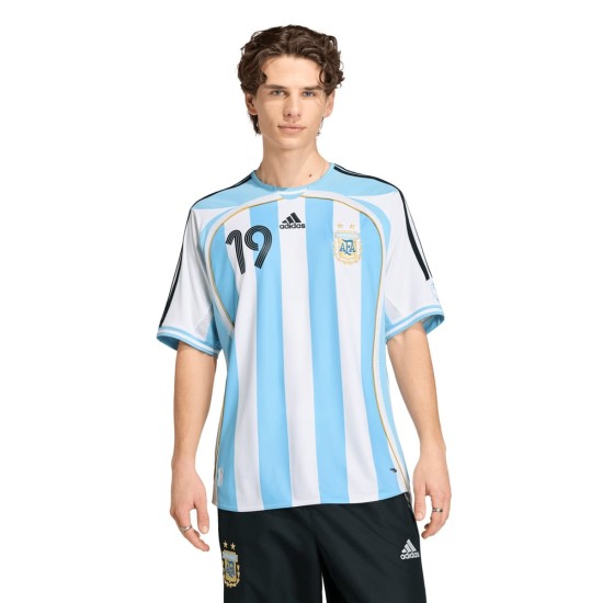 Camiseta Retro Local Argentina 2006 para Mujer Messi #19 Camiseta Retro Local Argentina 2006 para Mujer Messi #19