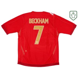 Camiseta retro visitante Inglaterra 2006/08 para hombre Beckham #7