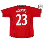Camiseta retro visitante Inglaterra 2002/04 para hombre Rooney #23