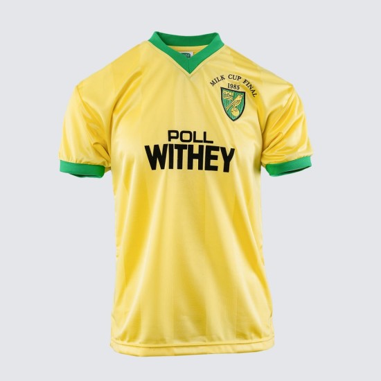 Camiseta retro final Milk Cup de local del Norwich City para hombre 1985