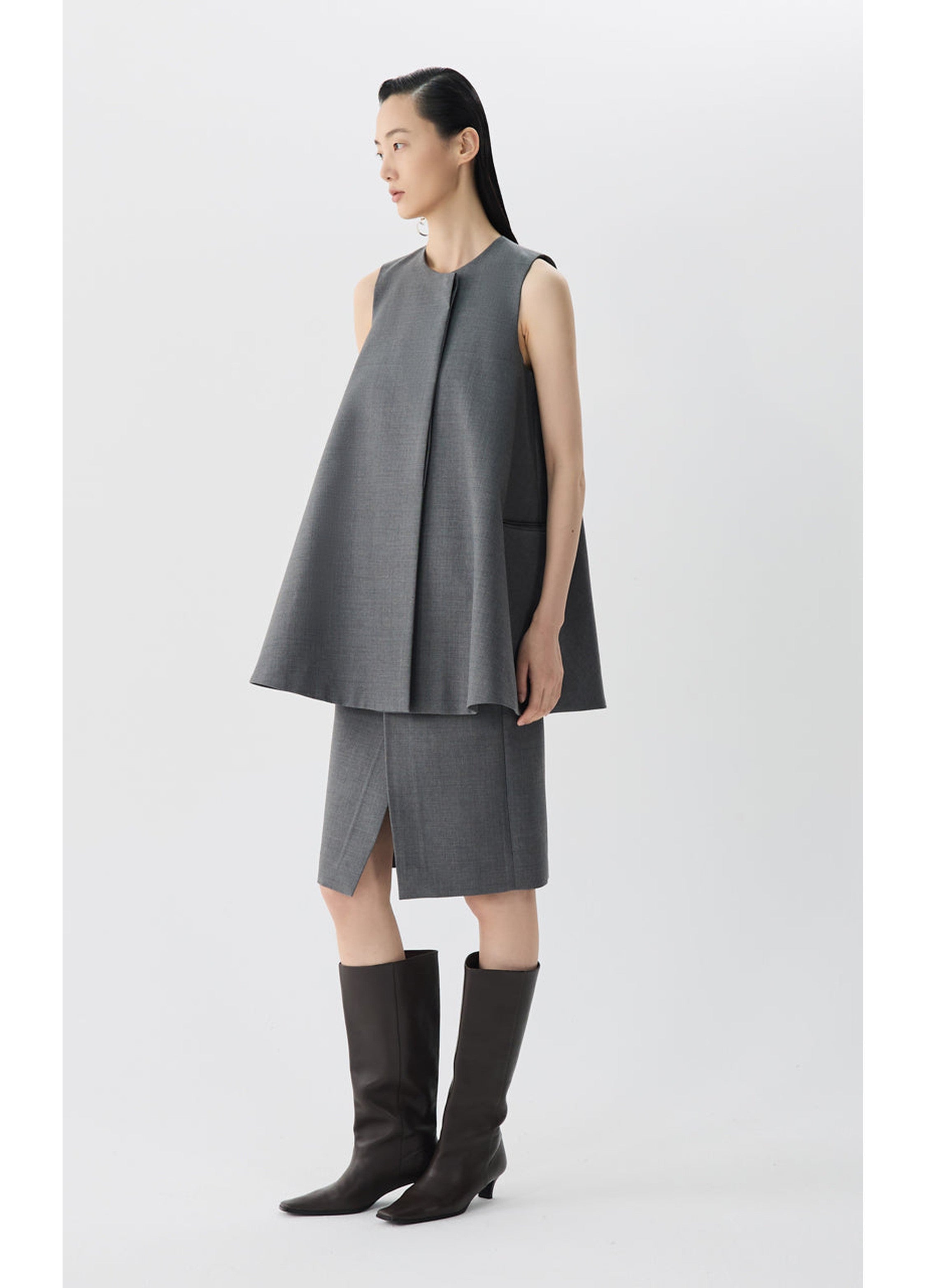 Vestido tipo A de seda morera