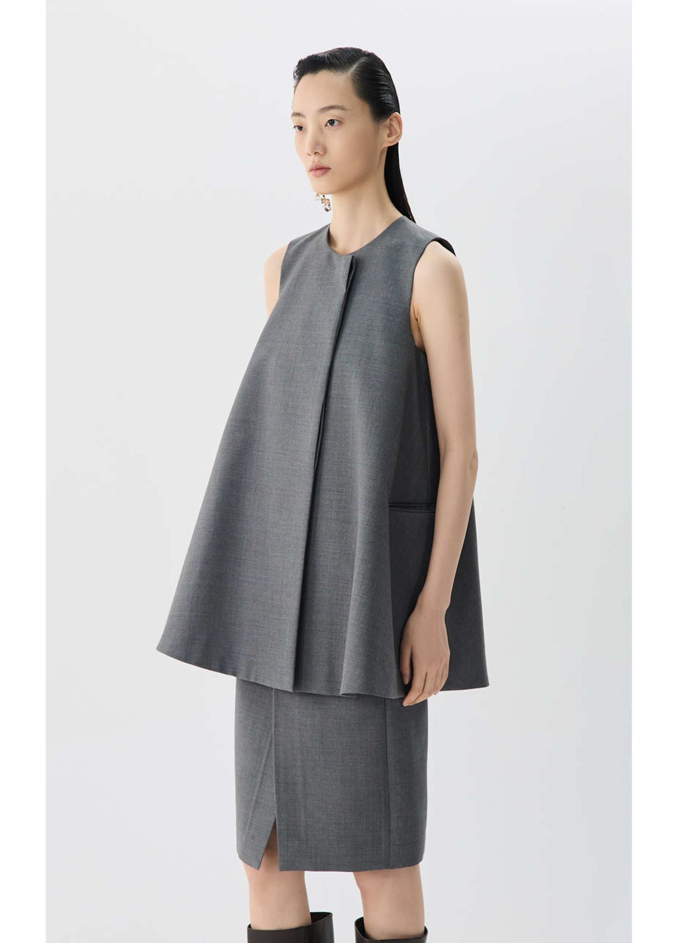 Vestido tipo A de seda morera