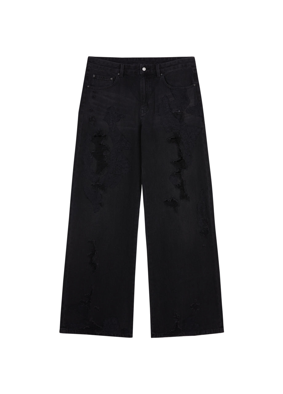 Vaqueros de pierna ancha con efecto desgastado