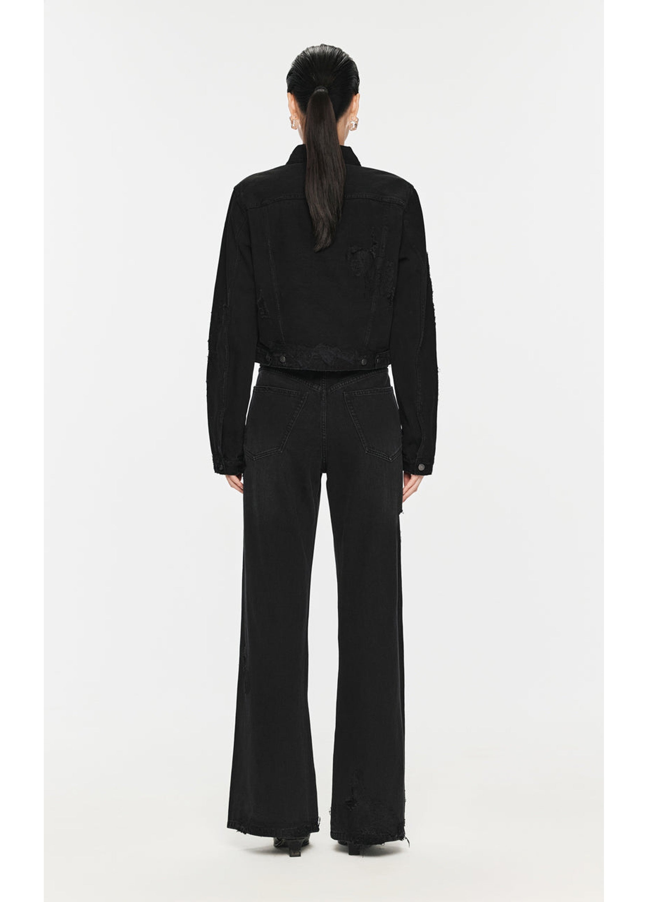 Vaqueros de pierna ancha con efecto desgastado