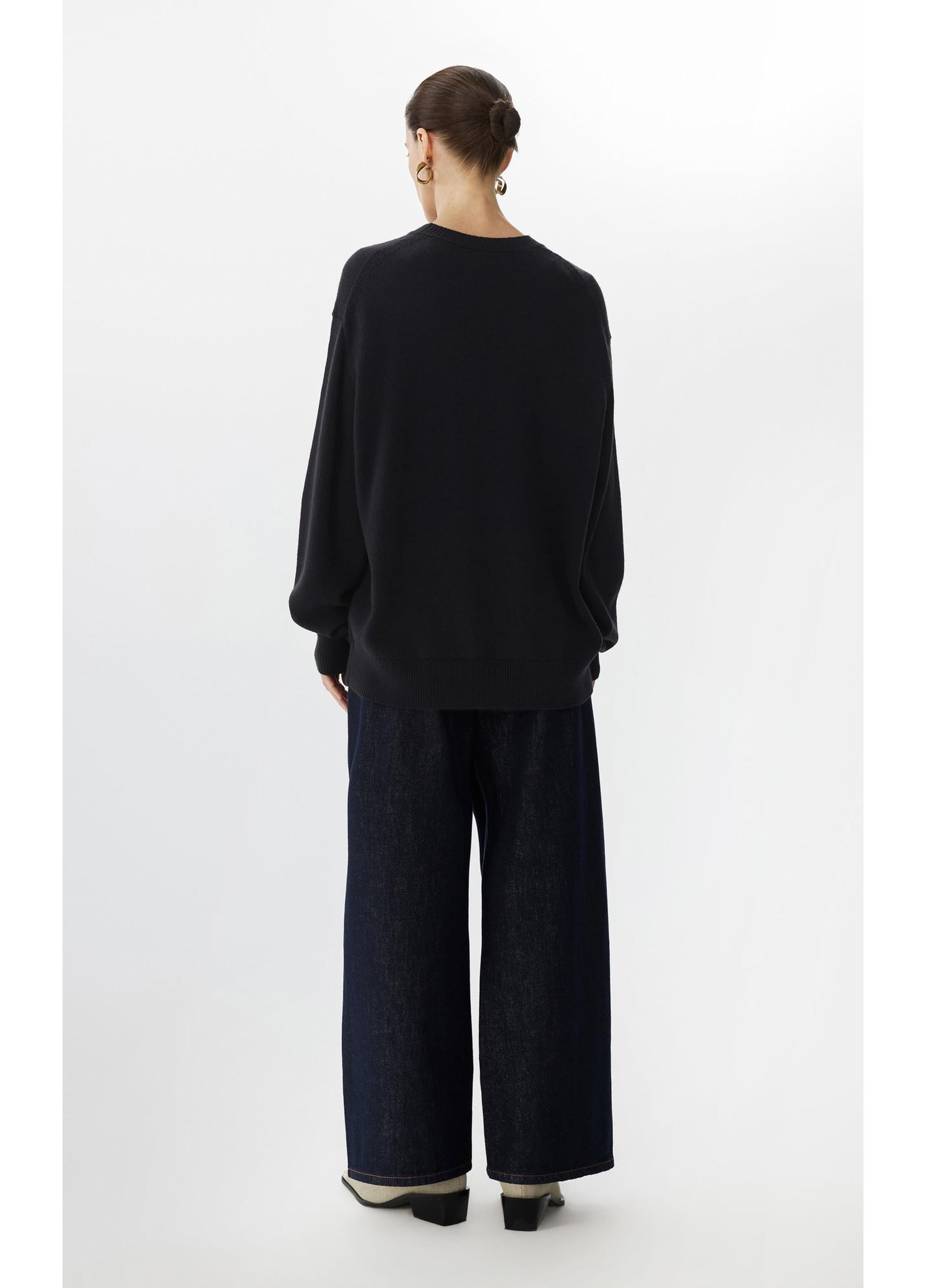 Suéter holgado de manga larga con estampado de gato